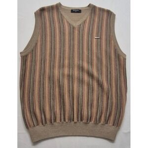 VTG Bentgrass Golf men's tan multicolored striped pullover v-neck vest sz. LG